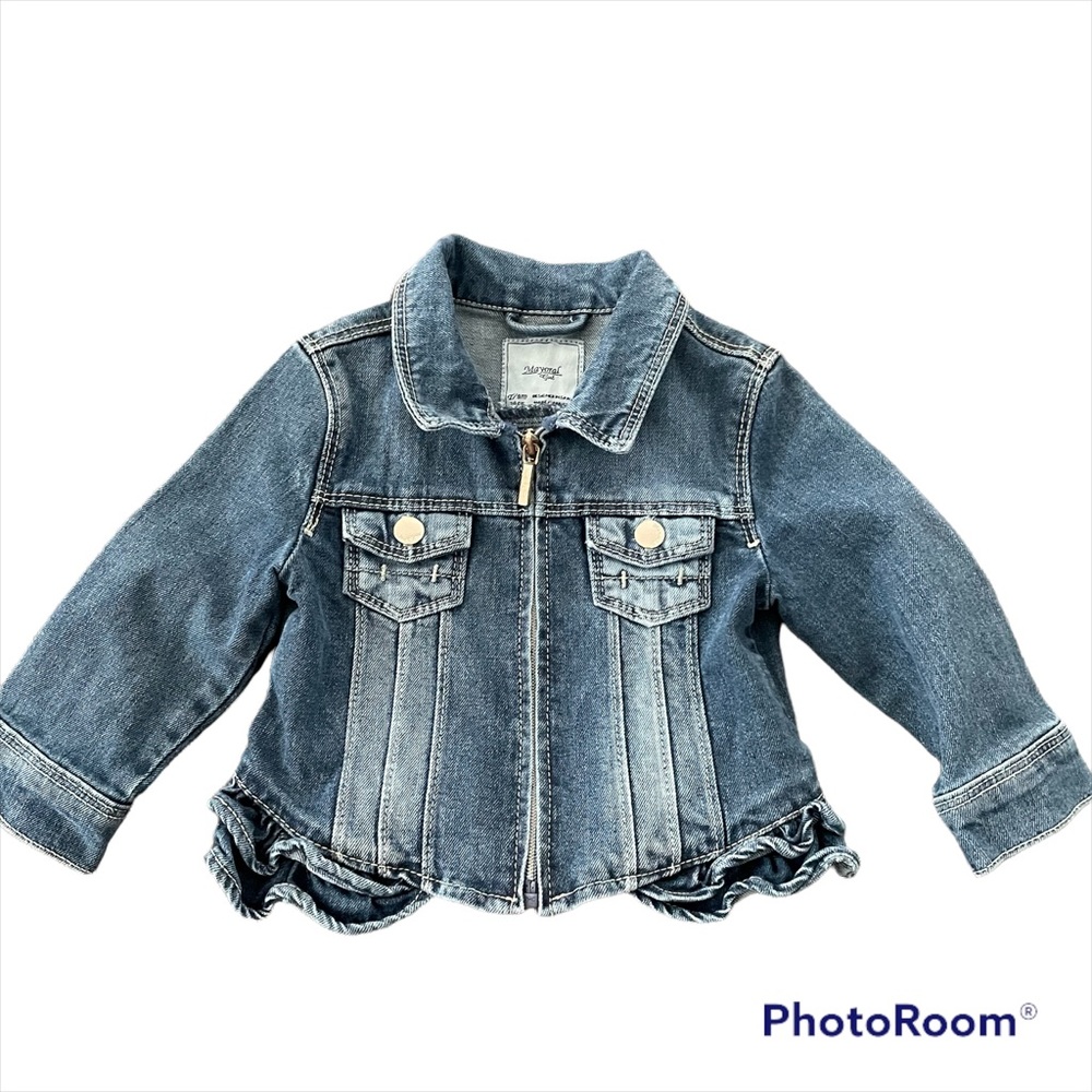 Mayoral Girls Baby Ruffled Denim Jacket Size 9 Month